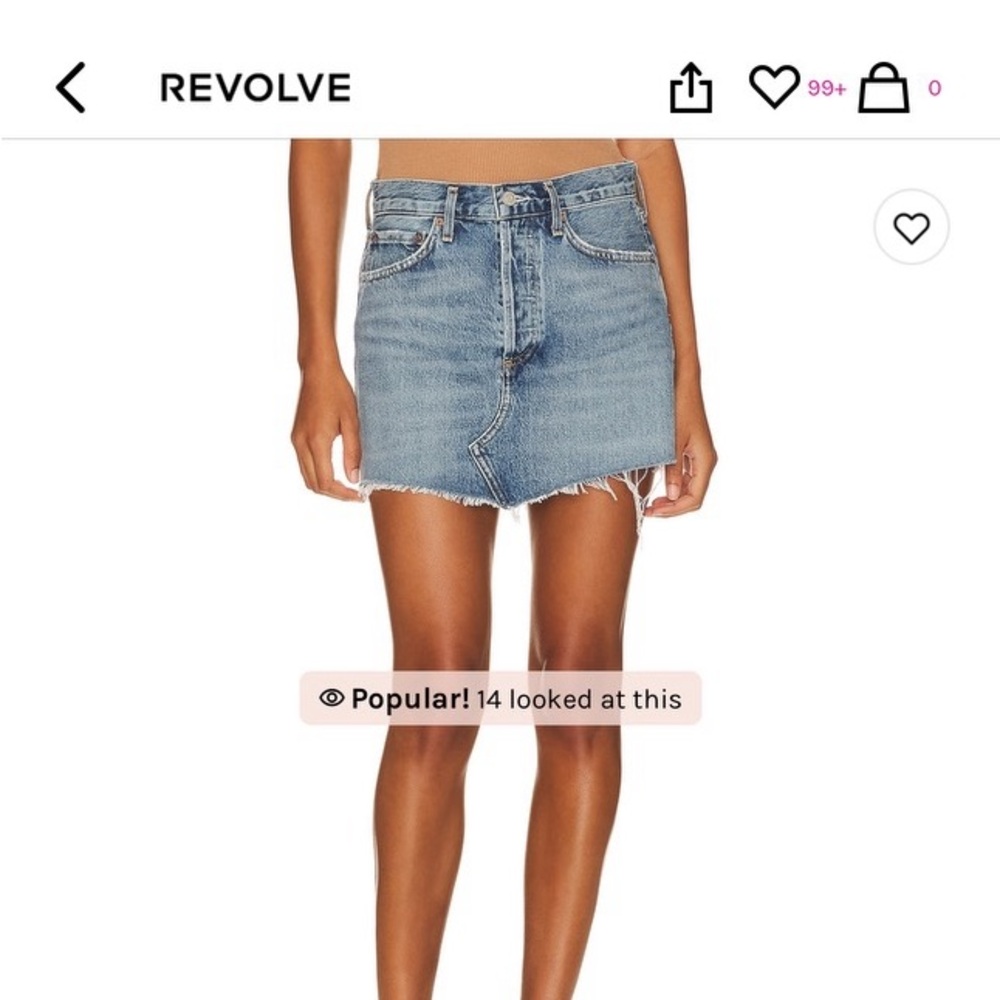 NWT Agolde Parker Angled Hem Denim Mini Skirt (Size 26)